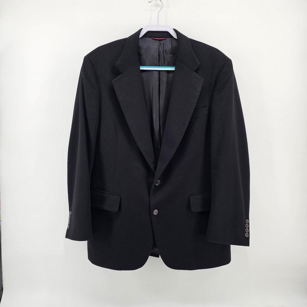 Jos. A. Bank Sport Coat Mens 43R Black 100% Pure Cashmere Kent Blazer READ